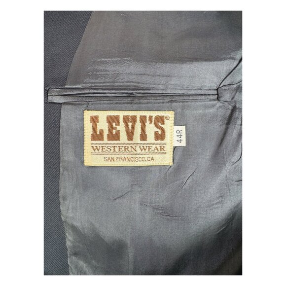 Levi's Western Wear Vintage 1970's Men's Blazer Navy Blue Size 44R EUC - Picture 7 of 9